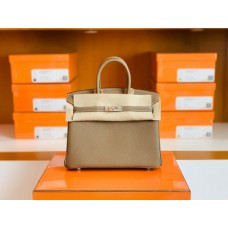 Hermes Birkin Togo CK18 Etoupe Grey Silver Hardware 25cm Full Handmade