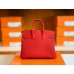 Hermes Birkin Togo Q5 Bright Red Silver Hardware 25cm Full Handmade
