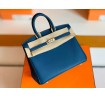 Hermes Birkin Togo S4 Deep blue Silver Hardware Phw 25cm Full Handmade