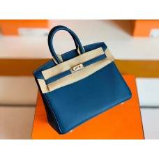 Hermes Birkin Togo S4 Deep blue Silver Hardware Phw 25cm Full Handmade