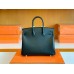 Hermes Birkin Box Leather Black Gold Hardware 25cm Full Handmade