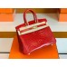 Hermes Birkin Shiny Porosus crocodile Ferrari red Gold Hardware 25cm Full Handmade