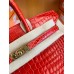 Hermes Birkin Shiny Porosus crocodile Ferrari red Gold Hardware 25cm Full Handmade