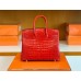 Hermes Birkin Shiny Porosus crocodile Ferrari red Gold Hardware 25cm Full Handmade