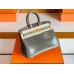 Hermes Birkin Shiny Niloticus crocodile turtledove grey Gold Hardware 25cm Full Handmade