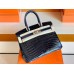 Hermes Birkin BLUE NUIT Shiny crocodile 2Z Dark Deep Blue Silver Hardware 30cm Full Handmade