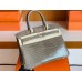 Hermes Birkin Shiny Porosus crocodile Griss Silver Hardware 30cm Full Handmade