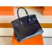 Hermes Birkin BLUE NUIT Shiny crocodile 2Z Dark Deep Blue Silver Hardware 30cm Full Handmade