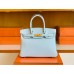 Hermes Birkin Togo T0 Light Blue Gold Hardware 30cm Full Handmade