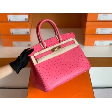 Hermes Birkin Ostrich 5J Rose Pink Gold Hardware 30cm Full Handmade