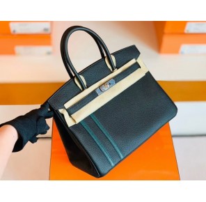 Hermes Birkin Togo Black & Green Color bar Silver Hardware 30cm Full Handmade