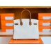Hermes Birkin Togo cc37 Golden brown & cc10 Creamy white Gold Hardware 30cm Full Handmade