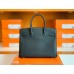 Hermes Birkin Togo Black & Green Color bar Silver Hardware 30cm Full Handmade