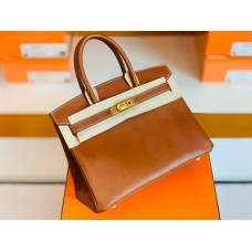 Hermes Birkin Barenia CK37 Golden brown & L3 Rose purple Gold Hardware 30cm Full Handmade