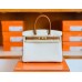 Hermes Birkin Togo cc37 Golden brown & cc10 Creamy white Gold Hardware 30cm Full Handmade