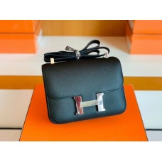 Hermes Constance Epsom Black Silver Hardware 24cm Full Handmade