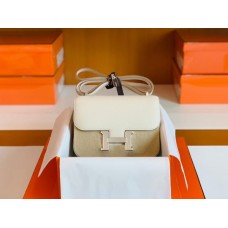 Hermes Constance Epsom Creamy White Silver Hardware 18cm Full Handmade