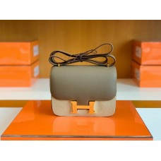 Hermes Constance Epsom Etoupe & Amber yellow Gold Hardware 18cm Full Handmade
