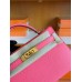 Hermes Mini Kelly Epsom 8W Rose Pink Gold Hardware 18cm Full Handmade