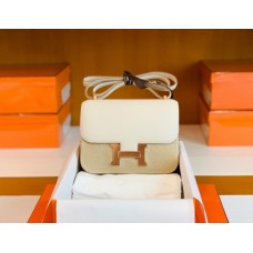 Hermes Constance Epsom Creamy White Rose Gold Hardware 18cm Full Handmade