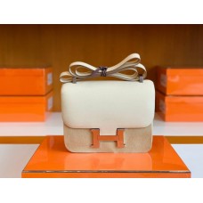 Hermes Constance Epsom Creamy White Silver Hardware 24cm Full Handmade