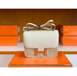 Hermes Constance Epsom Creamy White Silver Hardware 24cm Full Handmade