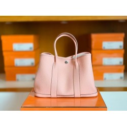 Hermes Garden party TC Leather Creamy pink Silver Hardware 30cm Full Handmade