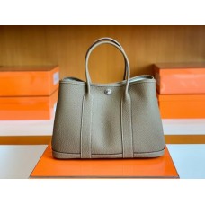 Hermes Garden party TC Leather Etoupe Grey Silver Hardware 30cm Full Handmade