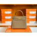 Hermes Kelly Togo CK18 Etoupe Grey Gold Hardware 25cm Full Handmade