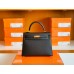Hermes Kelly Epsom CK89 Black Gold Hardware 25cm Full Handmade