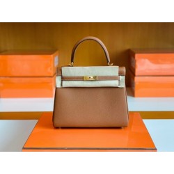 Hermes Kelly Togo Golden Brown Gold Hardware 25cm Full Handmade
