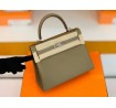 Hermes Kelly Togo etoupe grey Silver Hardware 25cm Full Handmade