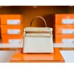Hermes Kelly Togo Creamy White & Golden Brown Gold Hardware 25cm Full Handmade