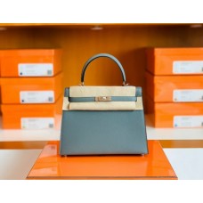 Hermes Kelly Epsom 63 Almond green Silver Hardware 25cm Full Handmade
