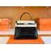 Hermes Kelly Shiny Porosus crocodile Black Silver Hardware 25cm Full Handmade
