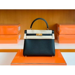 Hermes Kelly Togo CK89 Black Gold Hardware 25cm Full Handmade