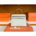 Hermes Kelly Epsom M8 gris ashpite & 10 Craie White Silver Hardware 25cm Full Handmade
