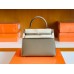 Hermes Kelly Epsom Etoupe Grey Silver Hardware 25cm Full Handmade